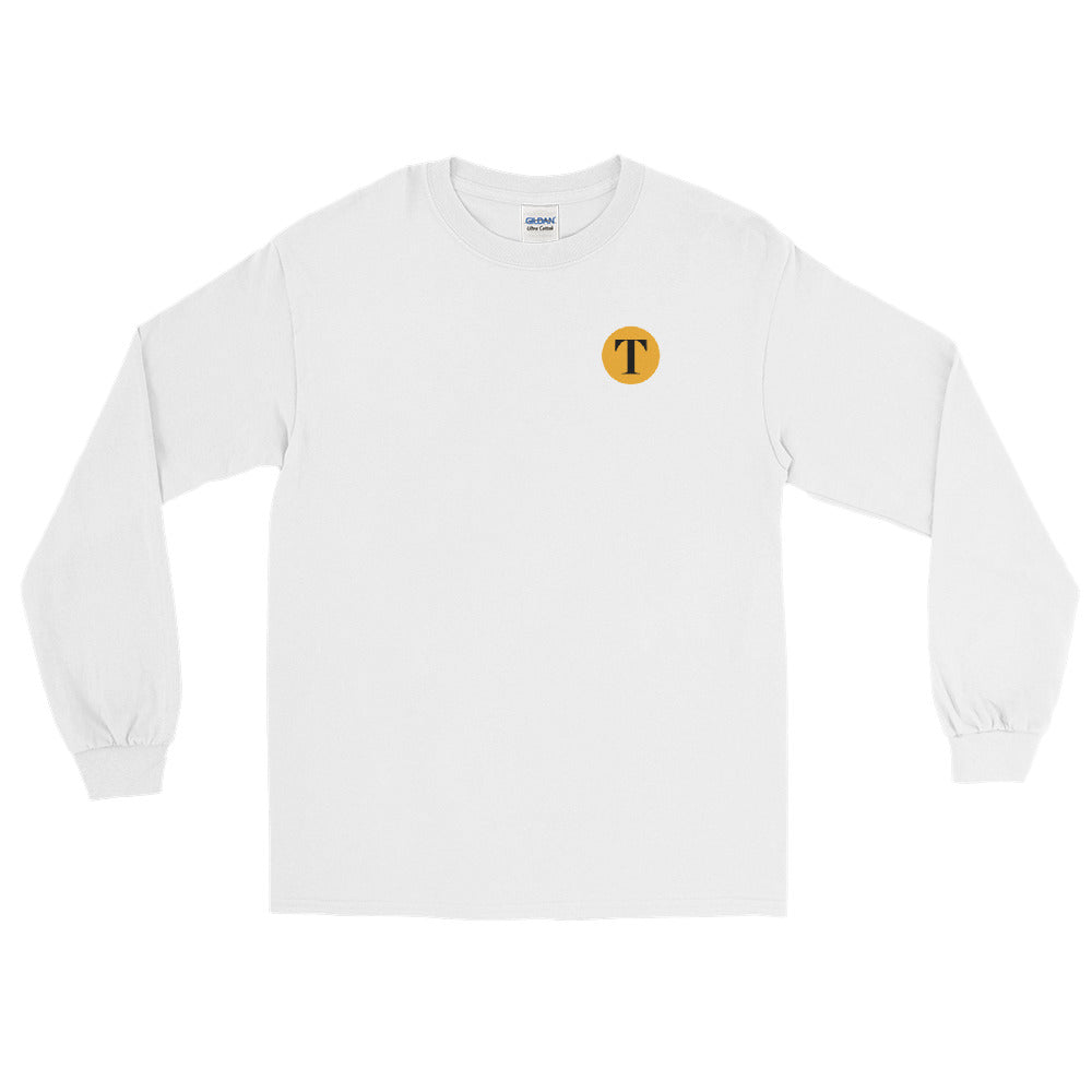 T Logo [Small Chest] Men’s Long Sleeve Shirt (White)
